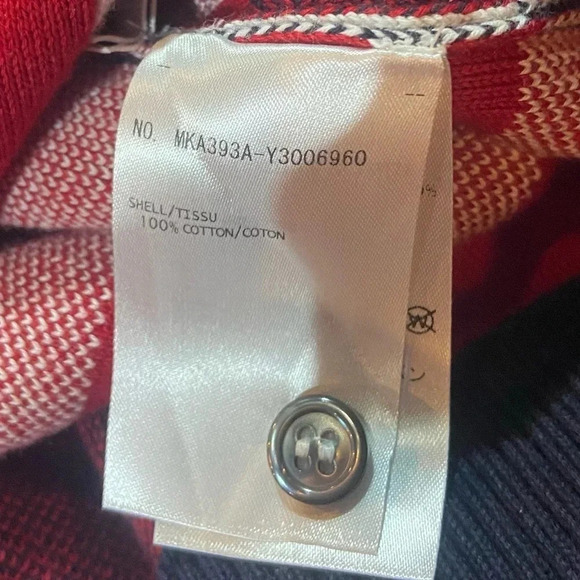 Thom Browne Plaid Kite Sweater 100% Cotton Sz OS Navy/Red - Picture 10 of 10